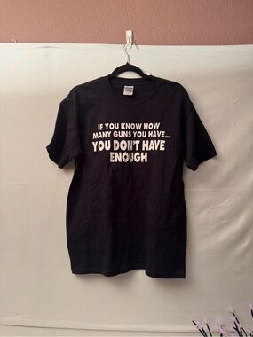 Gildan Black Tee with White Bold Slogan